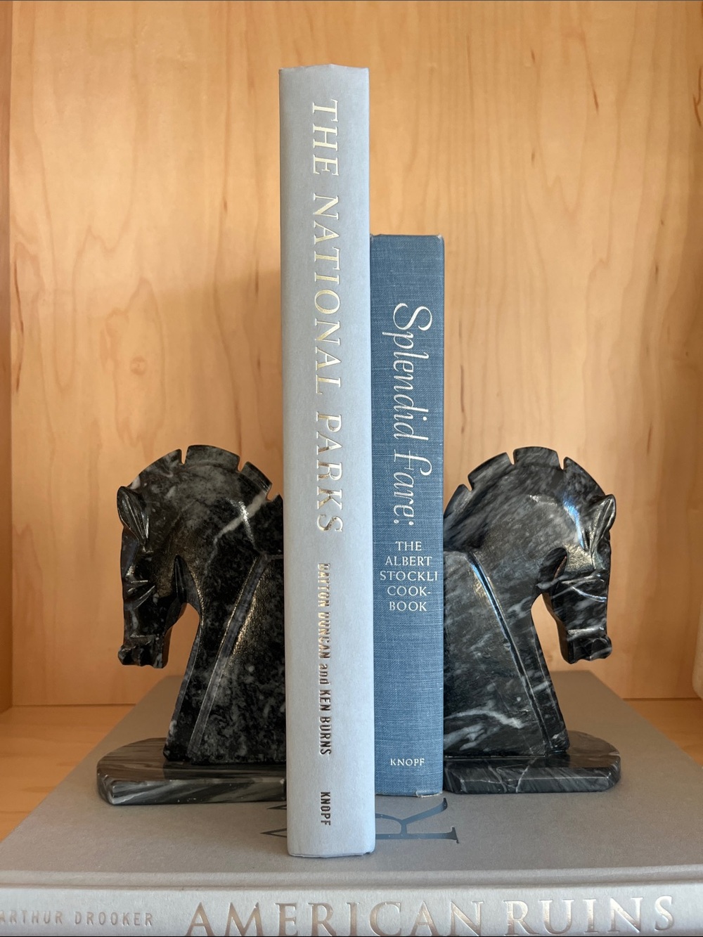 Vintage Marble Horse Head Pair of Bookends